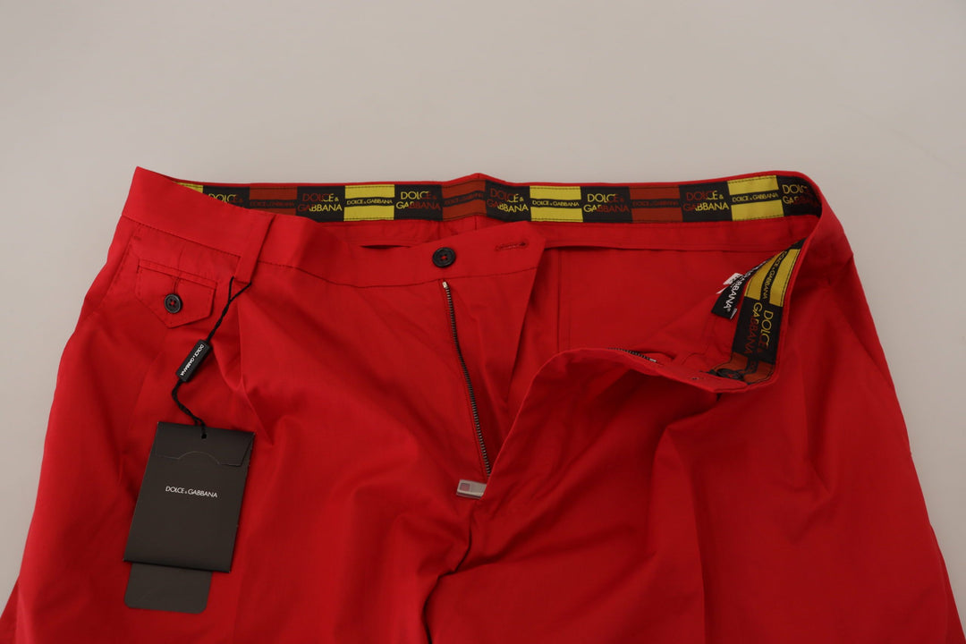 Men’s Dolce &amp; Gabbana Red Cotton Slim Fit Trousers Chinos Pants