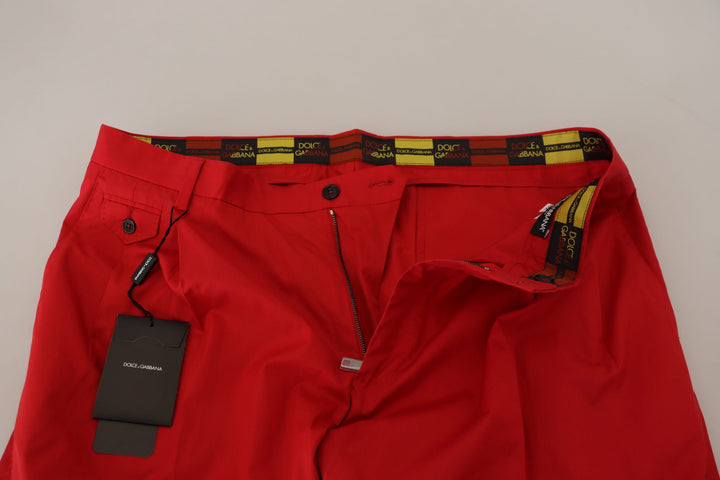 Men’s Dolce &amp; Gabbana Red Cotton Slim Fit Trousers Chinos Pants