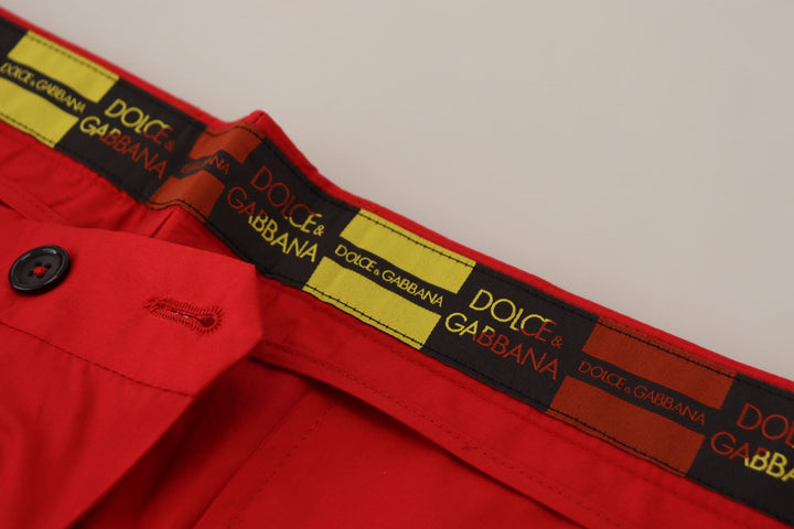 Men’s Dolce &amp; Gabbana Red Cotton Slim Fit Trousers Chinos Pants