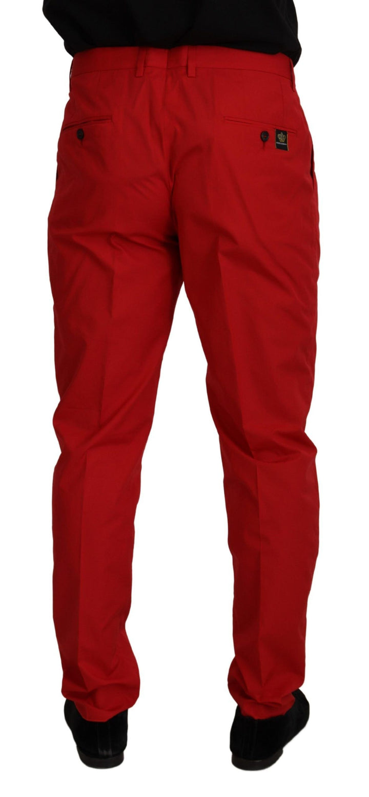 Men’s Dolce &amp; Gabbana Red Cotton Slim Fit Trousers Chinos Pants