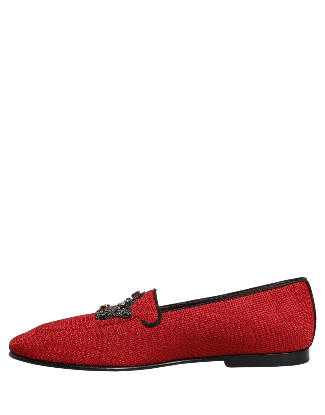 Men’s Dolce &amp; Gabbana Red Crown Embellished Dress Loafers Shoes