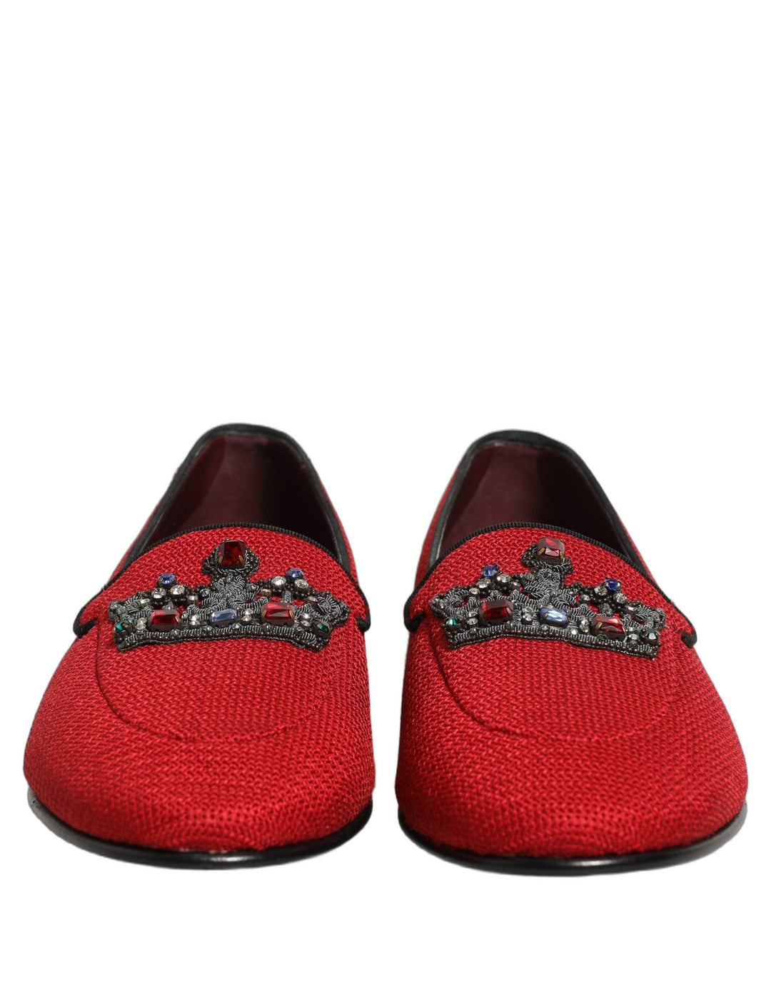 Men’s Dolce &amp; Gabbana Red Crown Embellished Dress Loafers Shoes