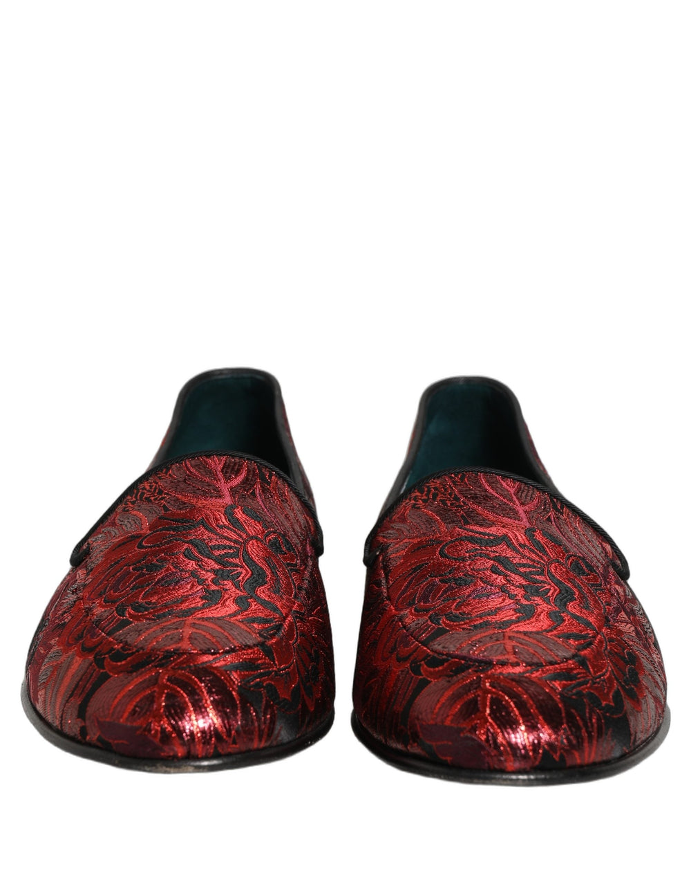 Men’s Dolce & Gabbana Red Floral Jacquard Slip on Loafers Shoes