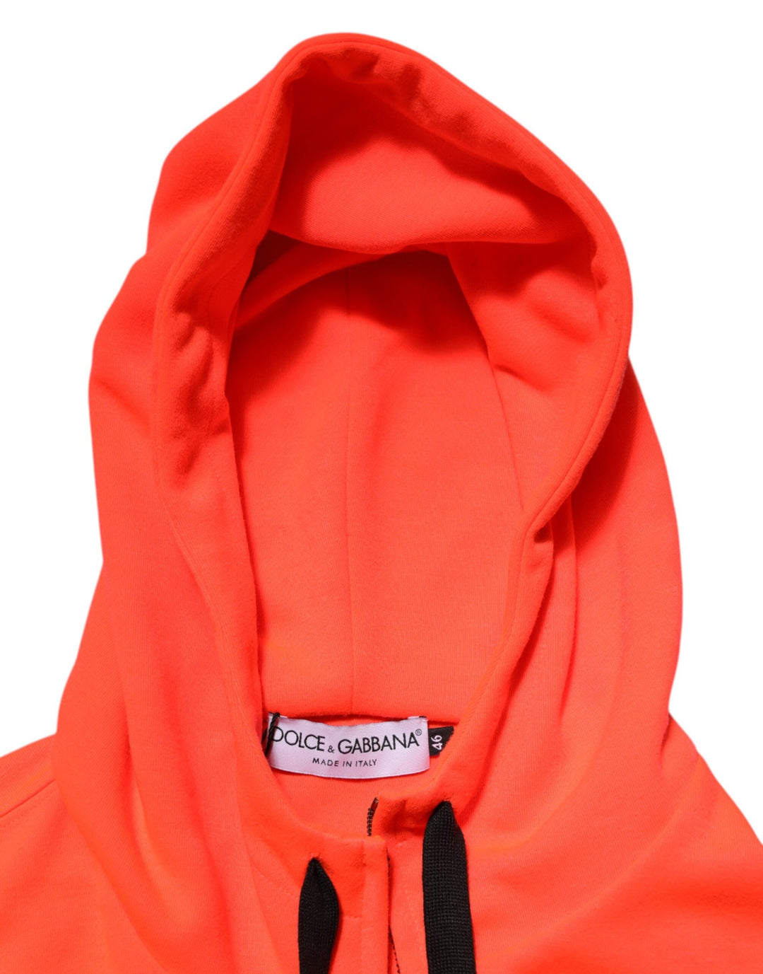 Men’s Dolce &amp; Gabbana Red Fluorescent Polyester Logo Patch Hoodie Sweater