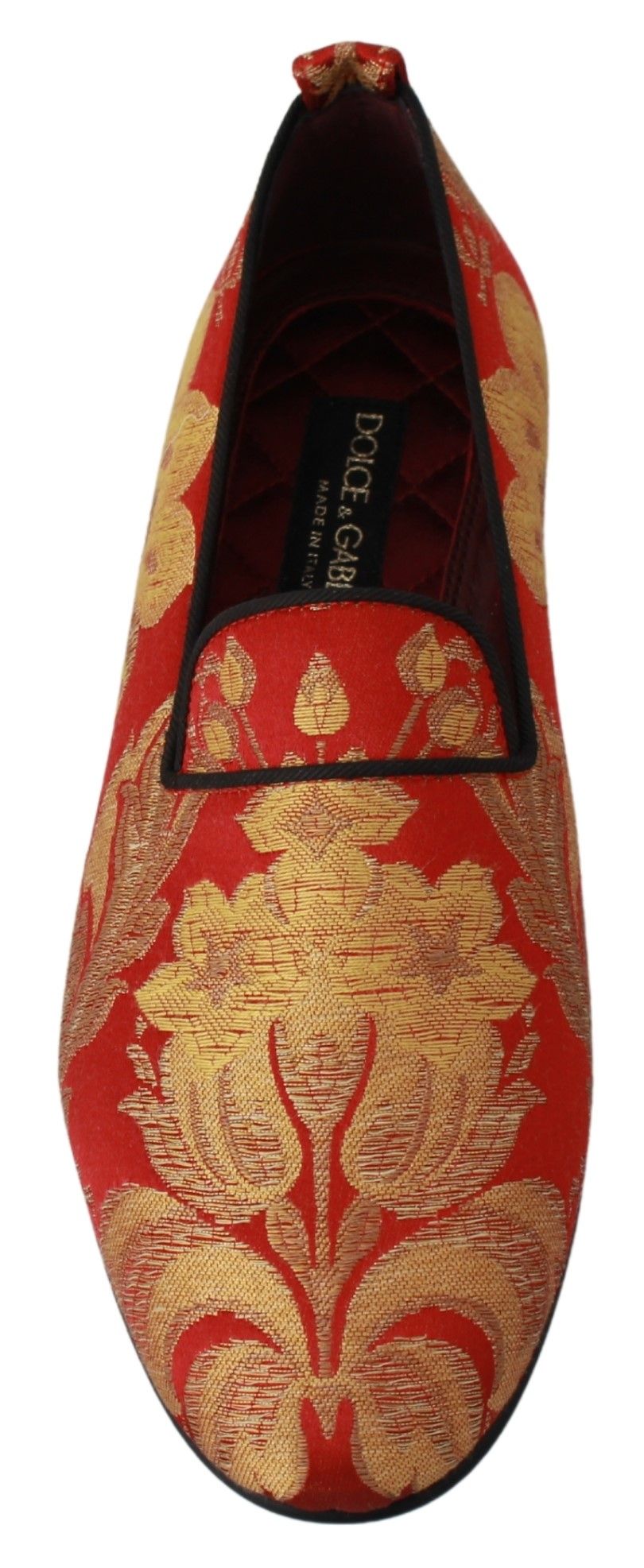 Men’s Dolce & Gabbana Red Gold Brocade Slippers Loafers Shoes