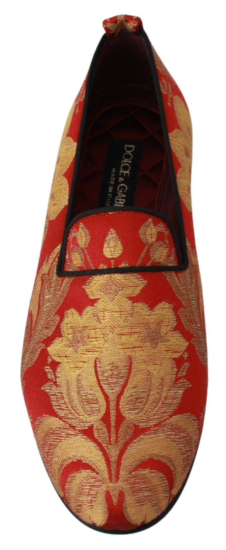 Men’s Dolce &amp; Gabbana Red Gold Brocade Slippers Loafers Shoes