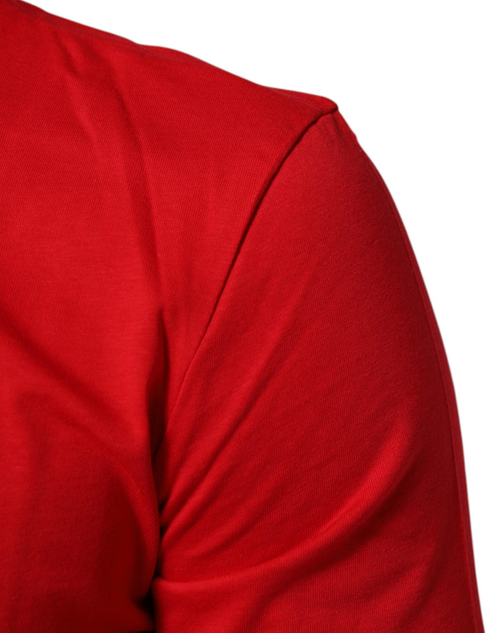 Dolce &amp; Gabbana Red Goodluck 2023 Cotton Crew Neck T-shirt