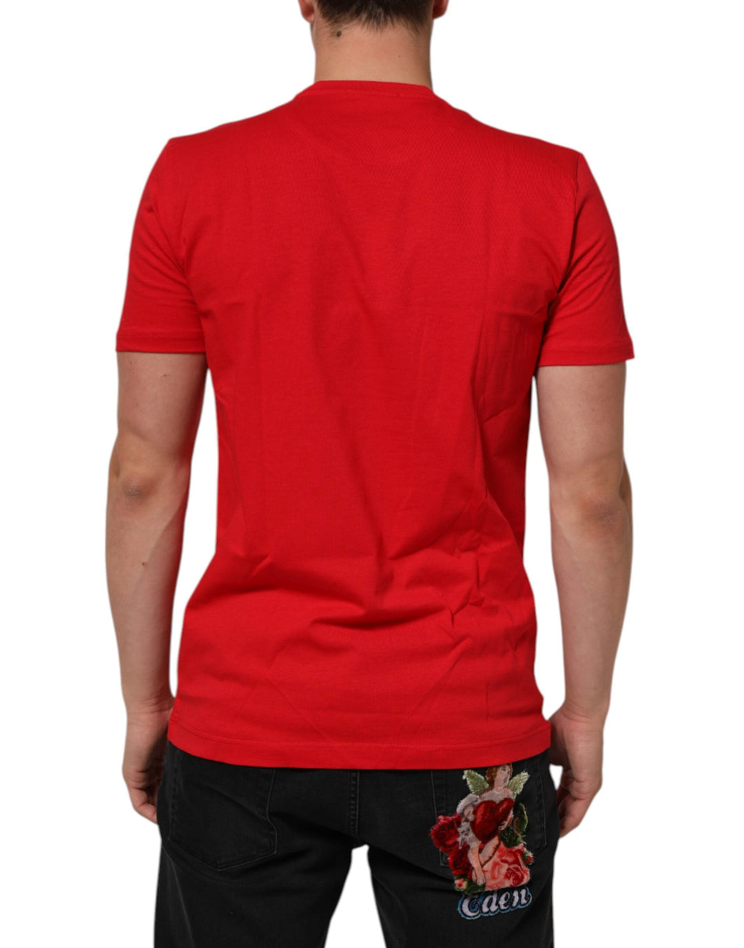 Dolce &amp; Gabbana Red Goodluck 2023 Cotton Crew Neck T-shirt