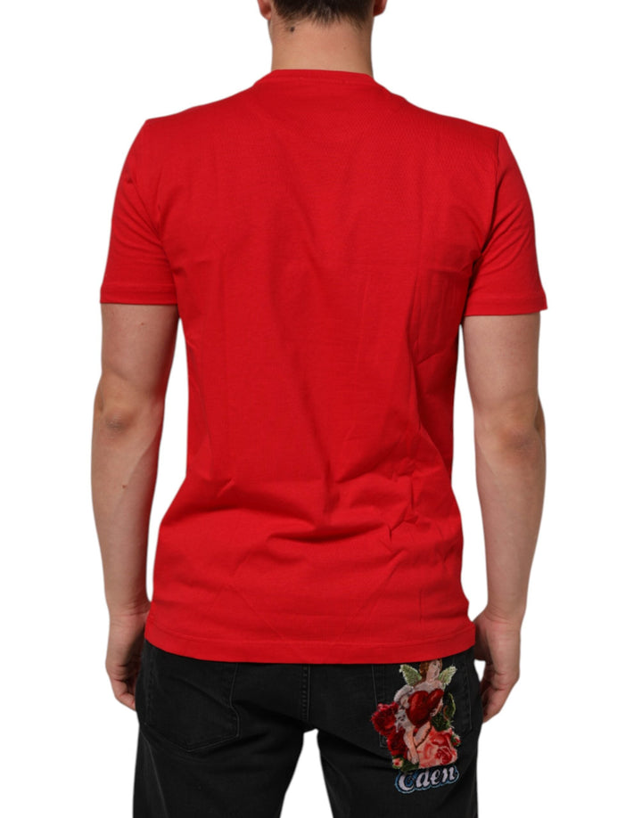 Dolce &amp; Gabbana Red Goodluck 2023 Cotton Crew Neck T-shirt