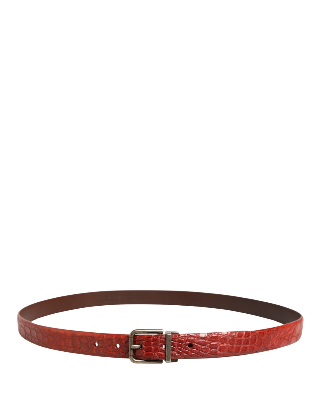 Dolce &amp; Gabbana Red Leather Gold Tone Metal Buckle Men Belt