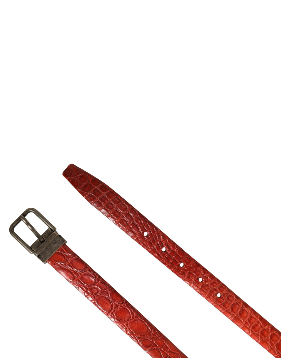Dolce &amp; Gabbana Red Leather Gold Tone Metal Buckle Men Belt