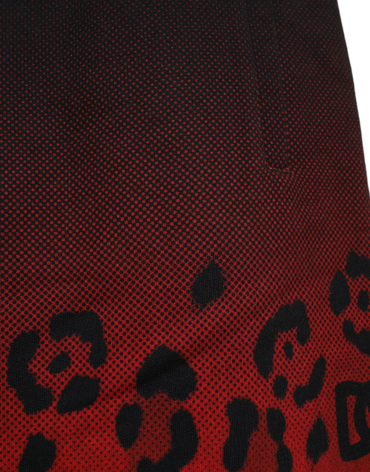 Men’s Dolce &amp; Gabbana Red Leopard Print Cotton Bermuda Shorts