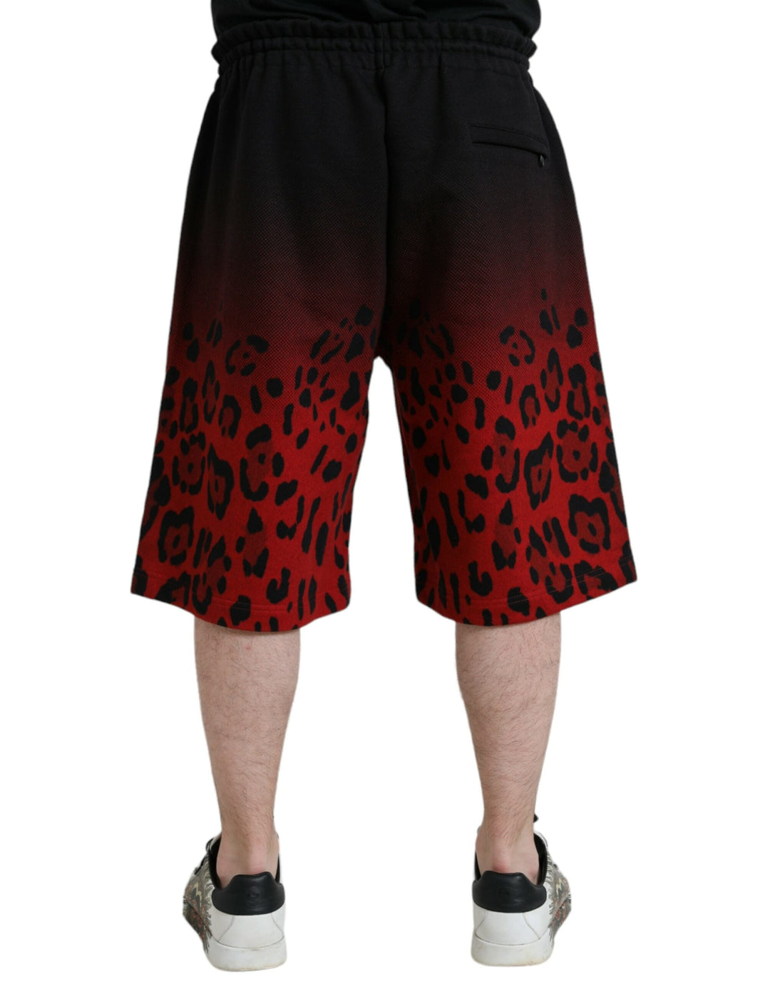 Men’s Dolce &amp; Gabbana Red Leopard Print Cotton Bermuda Shorts