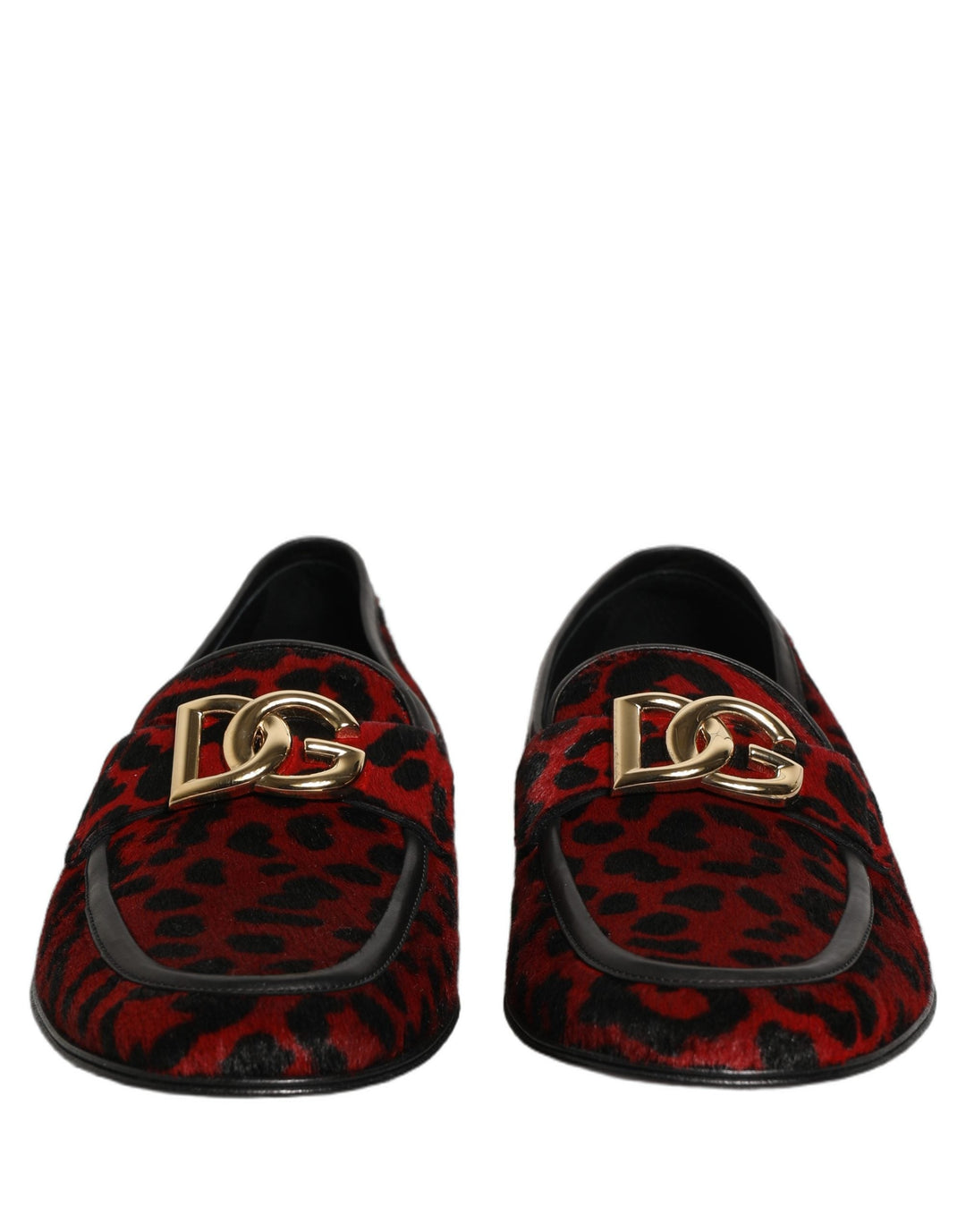 Men’s Dolce &amp; Gabbana Red Leopard Print Pony Hair Dress Loafers Shoes