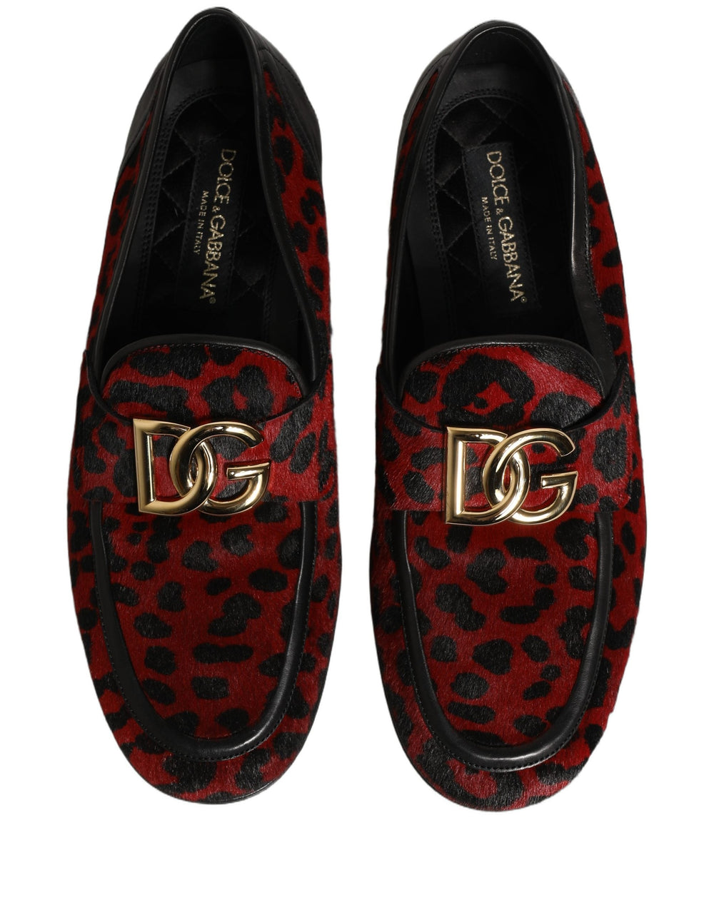 Men’s Dolce & Gabbana Red Leopard Print Pony Hair Dress Loafers Shoes