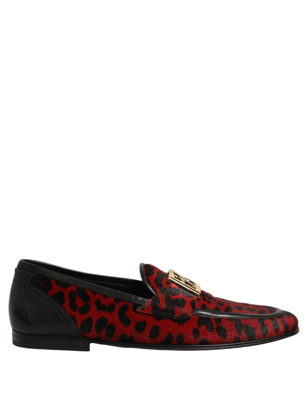 Men’s Dolce &amp; Gabbana Red Leopard Print Pony Hair Dress Loafers Shoes