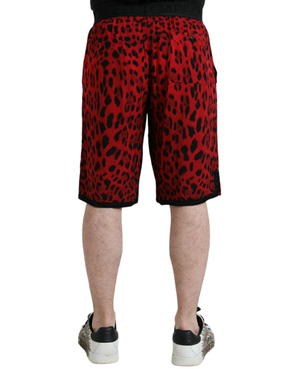 Men’s Dolce & Gabbana Red Leopard Print Viscose Bermuda Shorts
