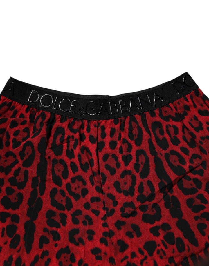 Men’s Dolce &amp; Gabbana Red Leopard Print Viscose Bermuda Shorts