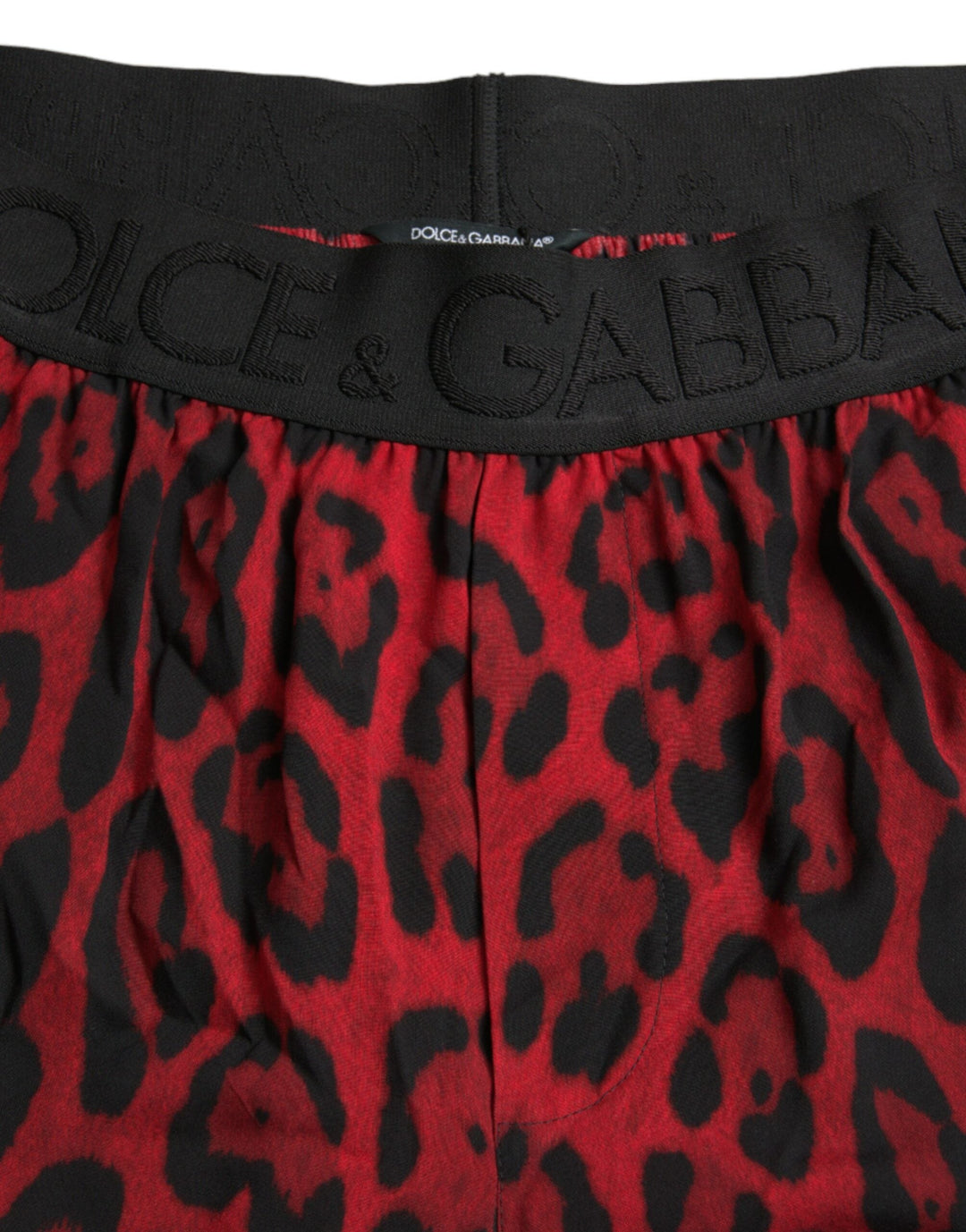 Men’s Dolce &amp; Gabbana Red Leopard Print Viscose Bermuda Shorts