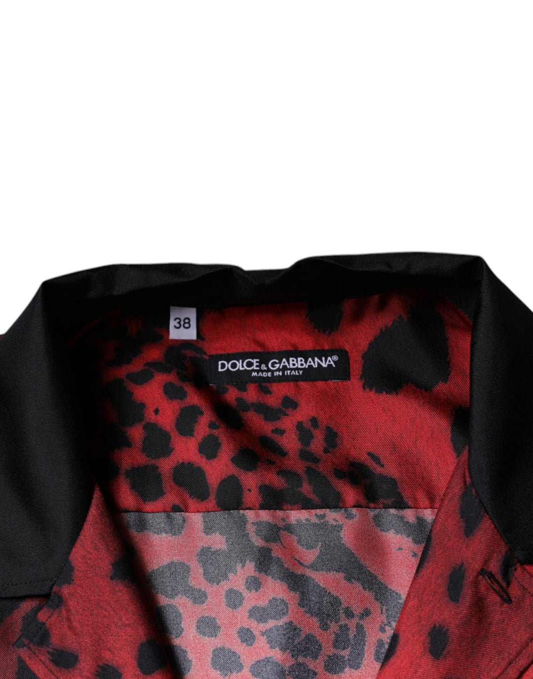 Dolce &amp; Gabbana Red Leopard Silk Button Down Casual Shirt