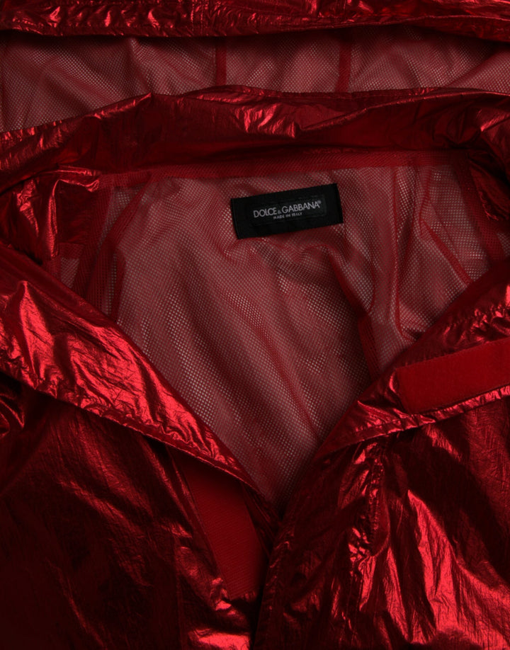 Men’s Dolce &amp; Gabbana Red Nylon Hooded Pullover Sweatshirt Jacket