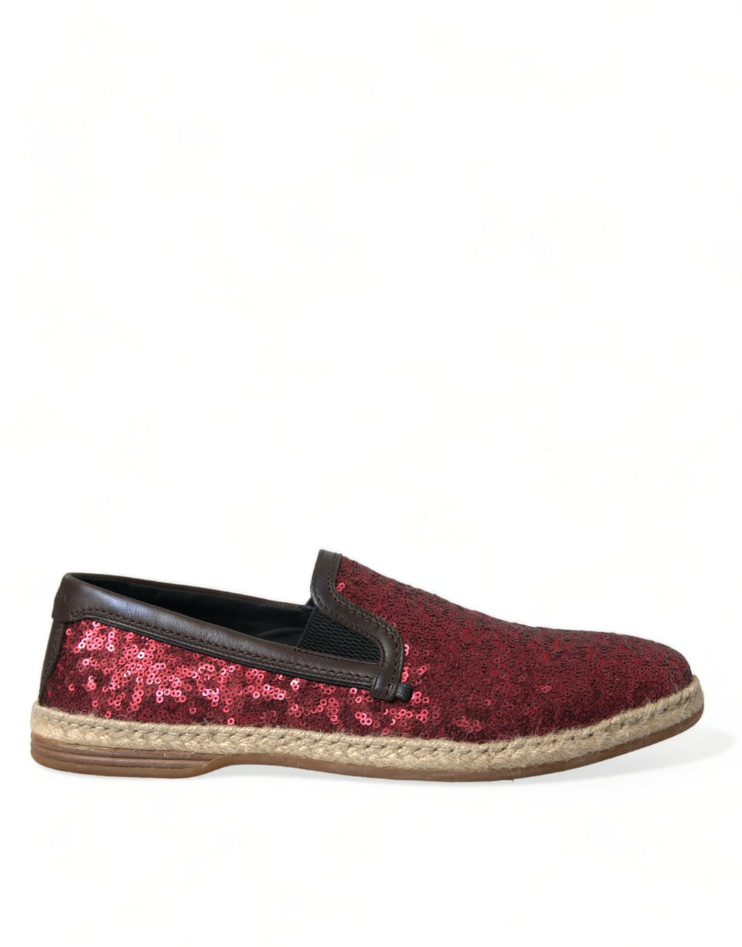 Men’s Dolce &amp; Gabbana Red Sequined Loafers Slippers Men Shoes