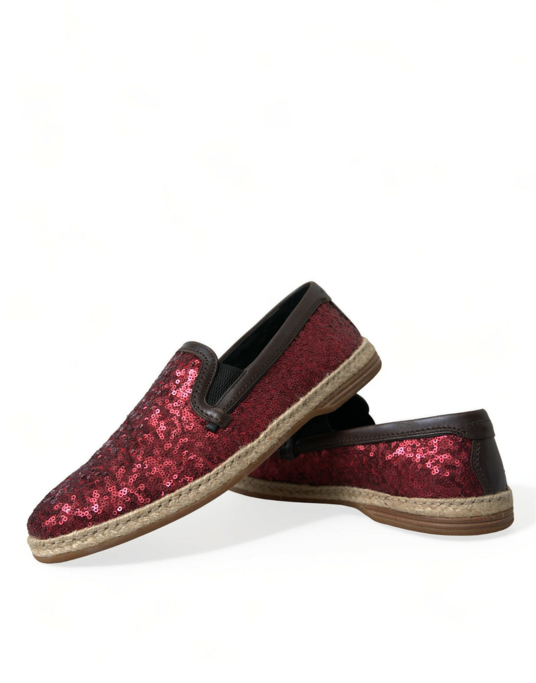 Men’s Dolce &amp; Gabbana Red Sequined Loafers Slippers Men Shoes