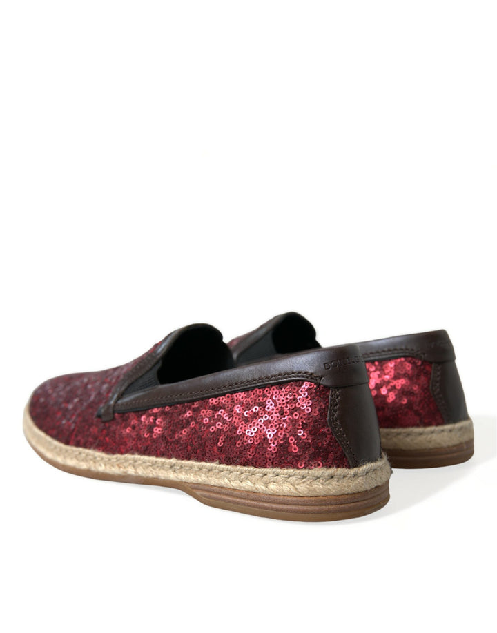 Men’s Dolce &amp; Gabbana Red Sequined Loafers Slippers Men Shoes