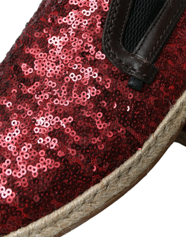 Men’s Dolce &amp; Gabbana Red Sequined Loafers Slippers Men Shoes