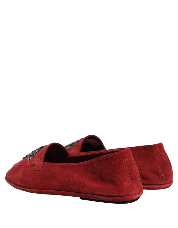 Men’s Dolce &amp; Gabbana Red Suede Cross Slip on Dress Loafers Shoes