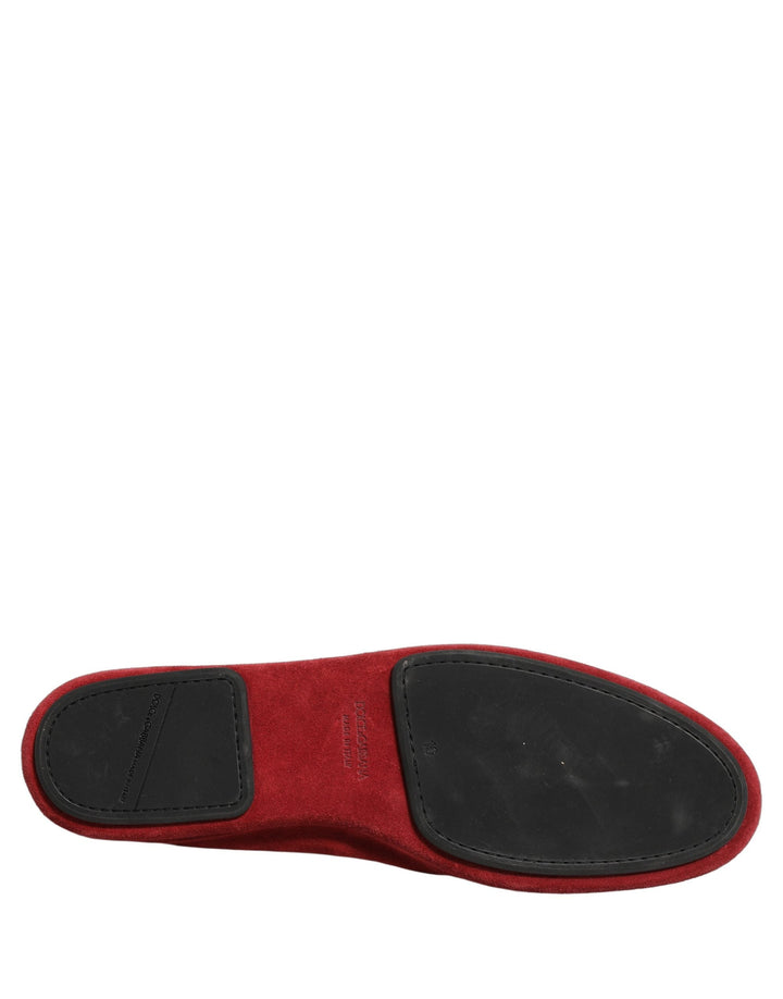 Men’s Dolce &amp; Gabbana Red Suede Cross Slip on Dress Loafers Shoes