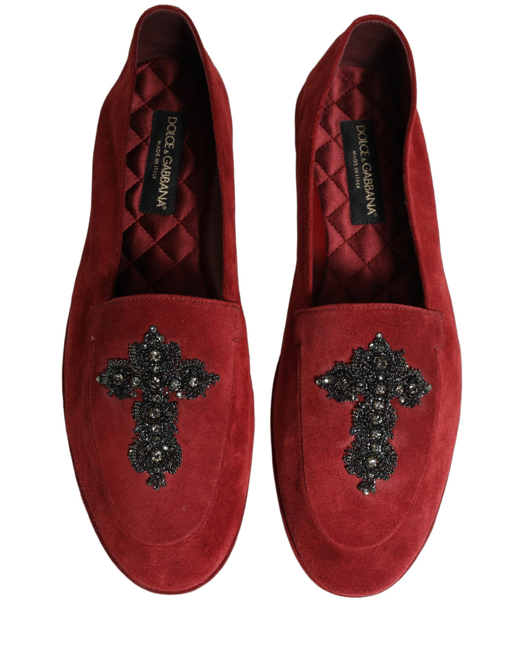Men’s Dolce &amp; Gabbana Red Suede Cross Slip on Dress Loafers Shoes