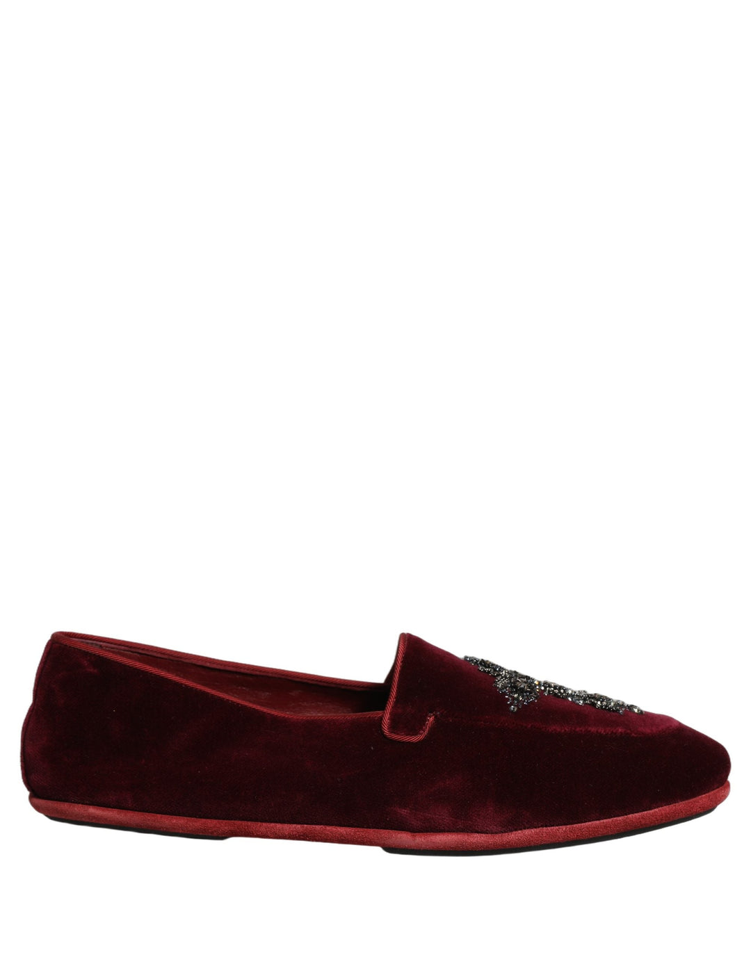 Men’s Dolce &amp; Gabbana Red Suede Embellished Men Dress Loafers Shoes