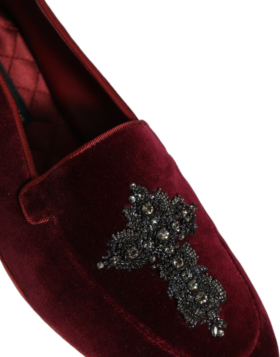 Men’s Dolce &amp; Gabbana Red Suede Embellished Men Dress Loafers Shoes