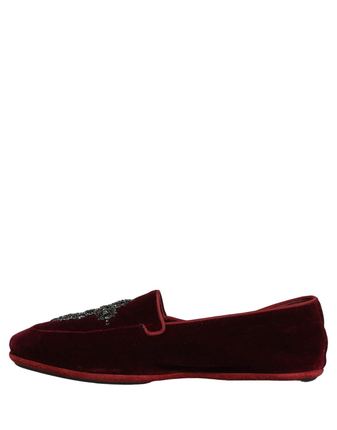 Men’s Dolce &amp; Gabbana Red Suede Embellished Men Dress Loafers Shoes