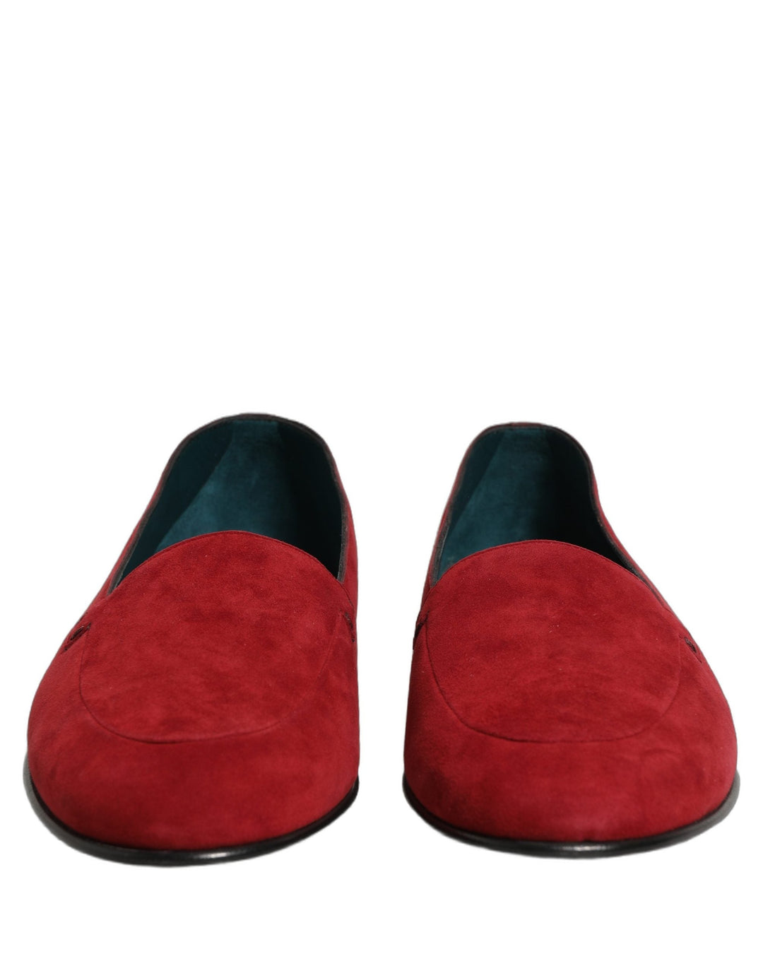 Men’s Dolce &amp; Gabbana Red Suede Logo Slip on Flats Loafers Shoes