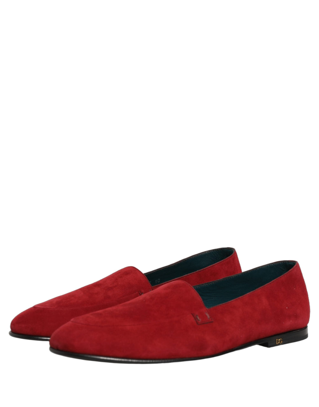 Men’s Dolce &amp; Gabbana Red Suede Logo Slip on Flats Loafers Shoes