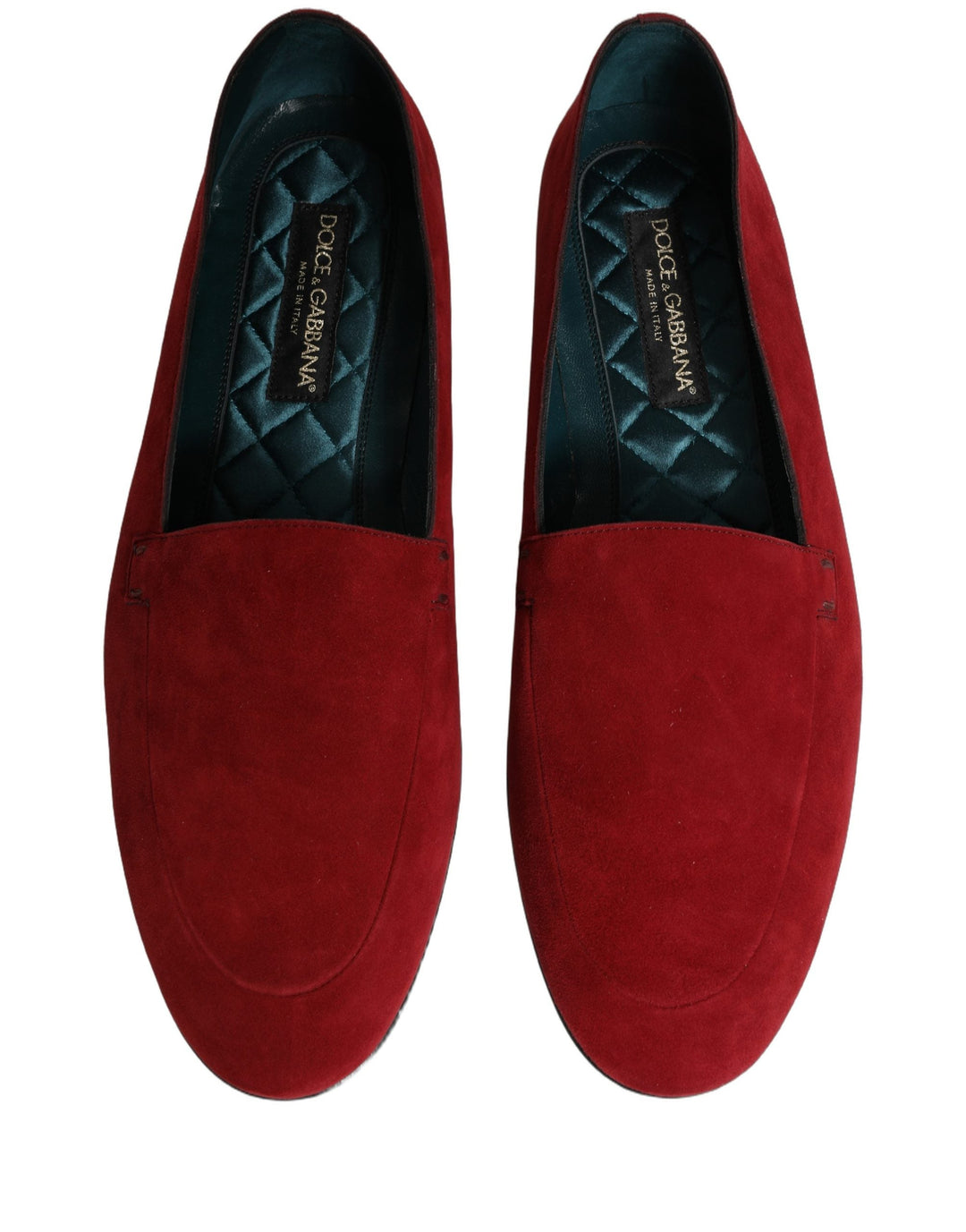 Men’s Dolce &amp; Gabbana Red Suede Logo Slip on Flats Loafers Shoes
