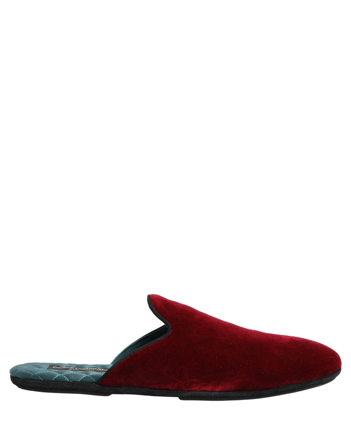 Men’s Dolce &amp; Gabbana Red Suede Slides Flat Slipper Men Shoes