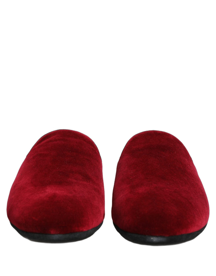 Men’s Dolce &amp; Gabbana Red Suede Slides Flat Slipper Men Shoes
