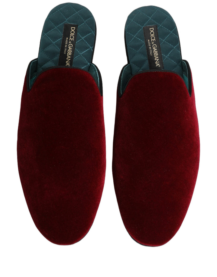 Men’s Dolce &amp; Gabbana Red Suede Slides Flat Slipper Men Shoes