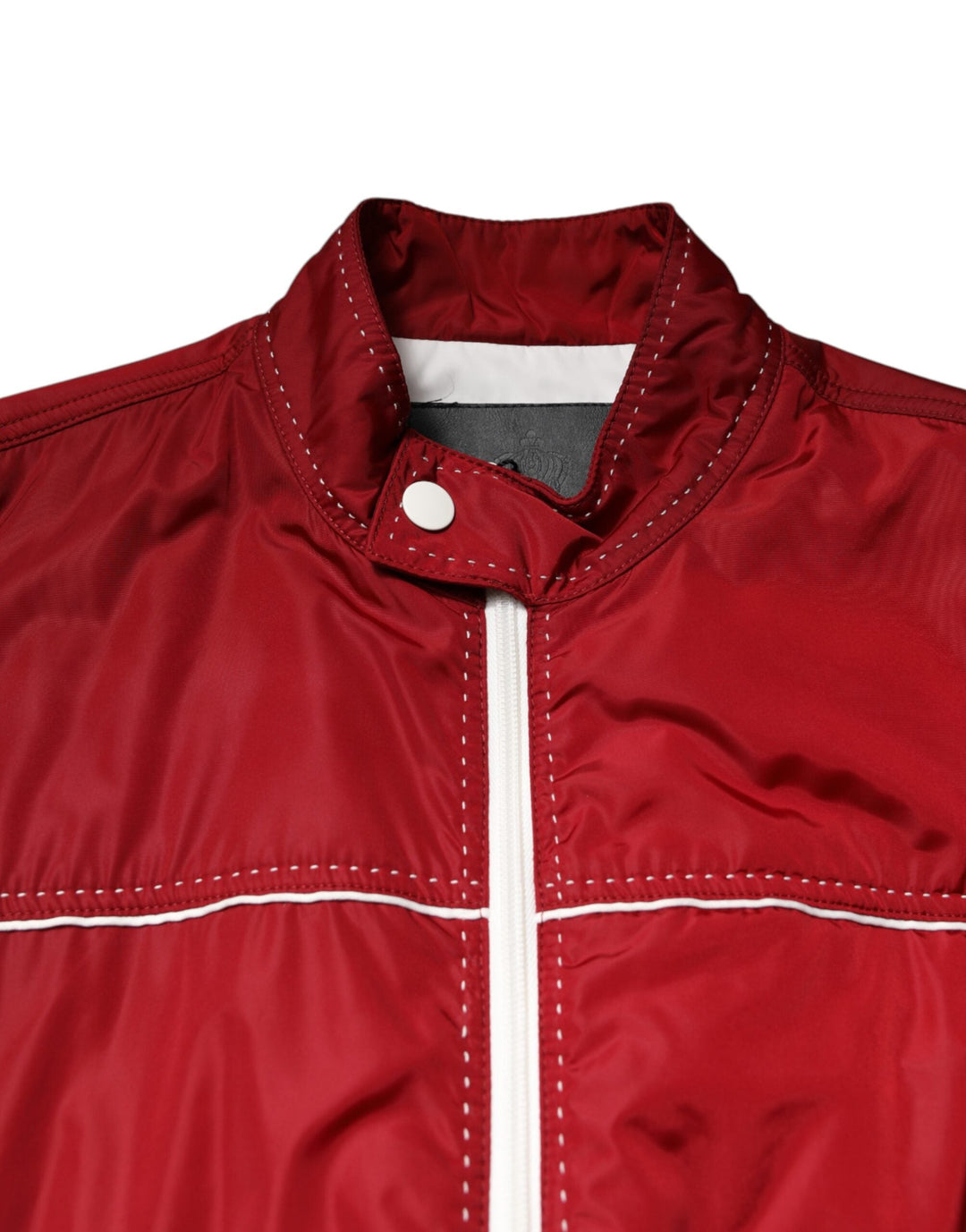 Men’s Dolce &amp; Gabbana Red White Nylon Full Zip Men Bomber Jacket