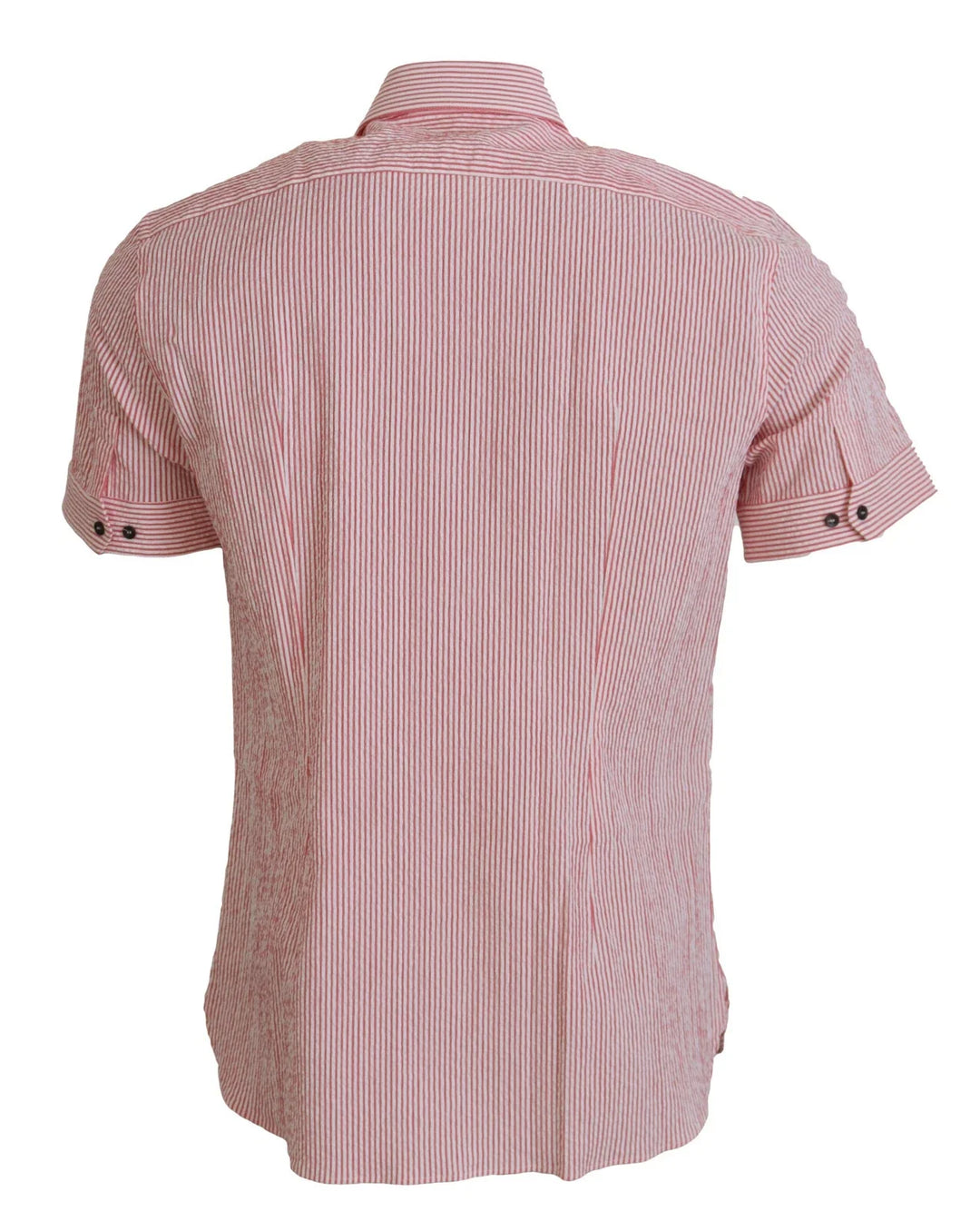 Dolce &amp; Gabbana Red White Striped Cotton Short Sleeve Shirt