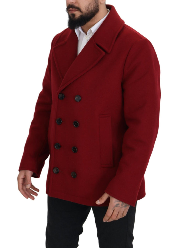 Men’s Dolce &amp; Gabbana Red Wool Double Breasted Coat Jacket