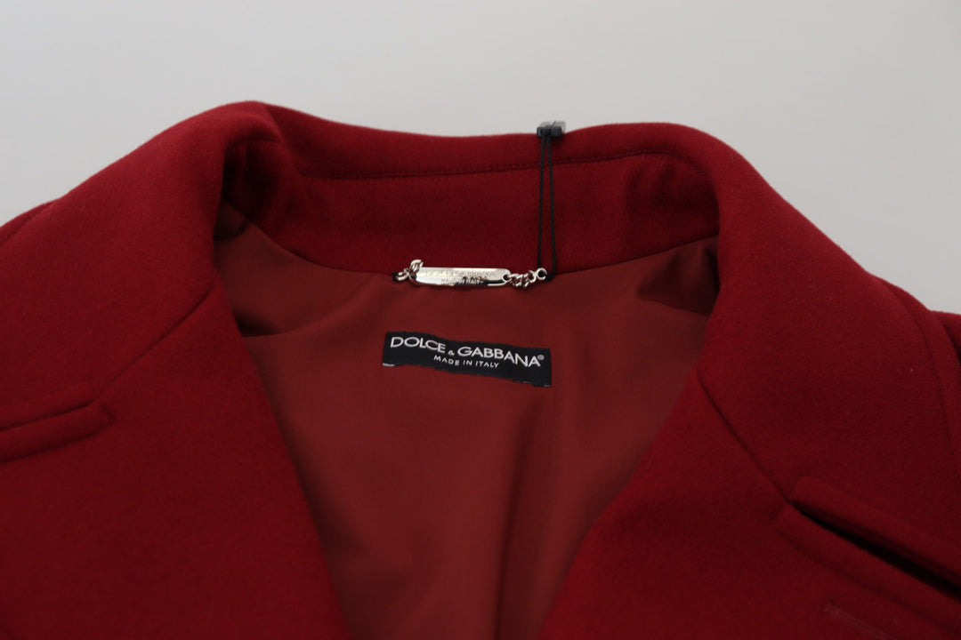 Men’s Dolce &amp; Gabbana Red Wool Double Breasted Coat Jacket