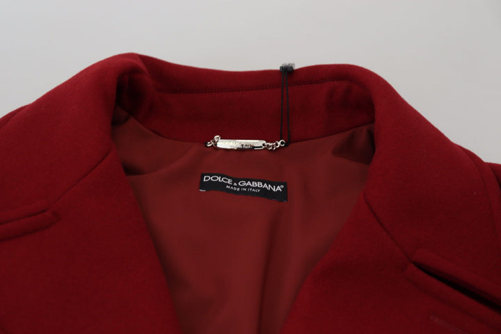 Men’s Dolce &amp; Gabbana Red Wool Double Breasted Coat Jacket