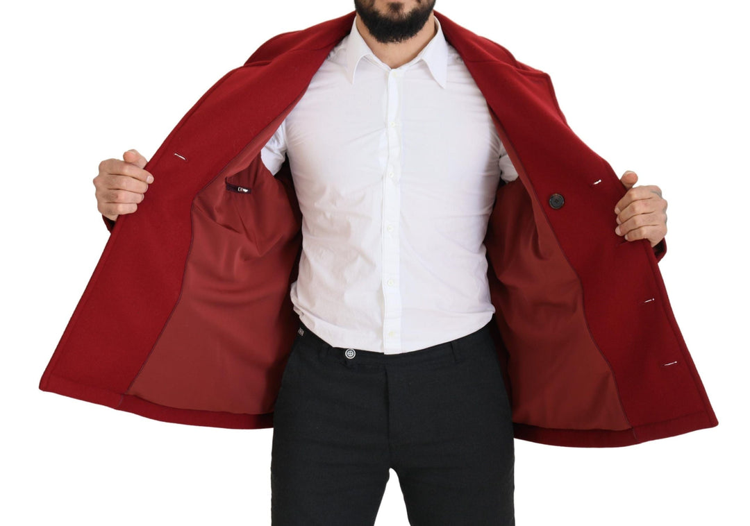 Men’s Dolce &amp; Gabbana Red Wool Double Breasted Coat Jacket