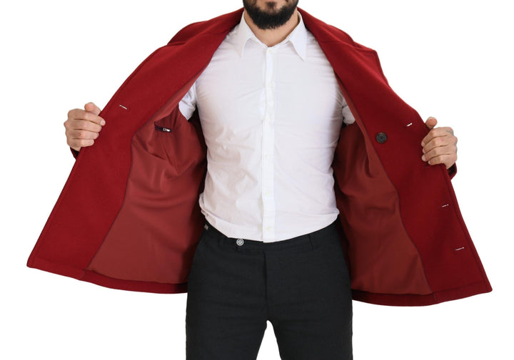 Men’s Dolce &amp; Gabbana Red Wool Double Breasted Coat Jacket