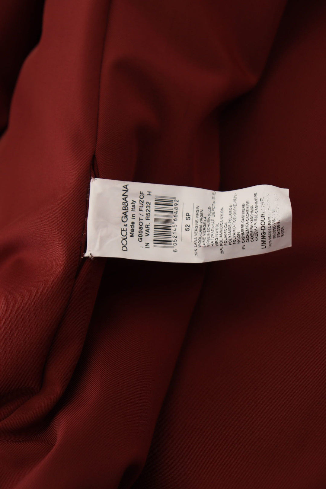 Men’s Dolce &amp; Gabbana Red Wool Double Breasted Coat Jacket