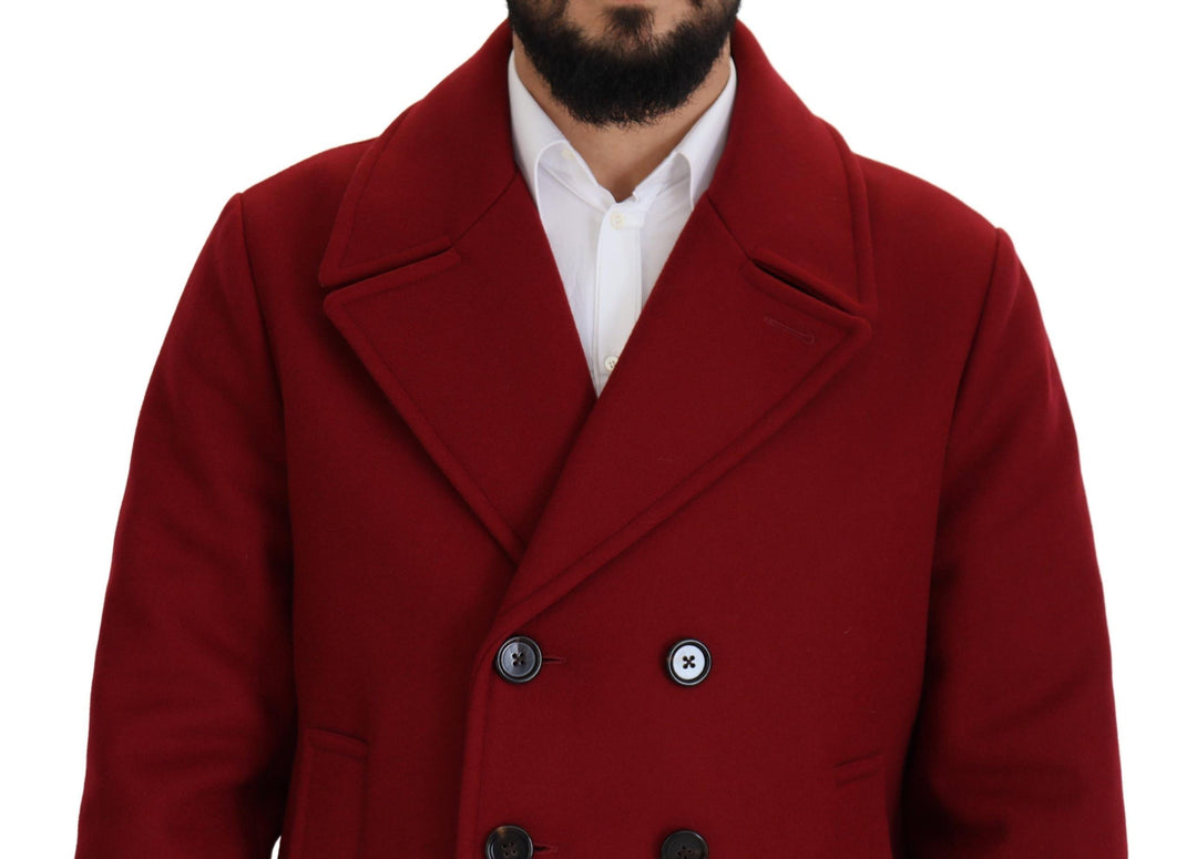 Men’s Dolce &amp; Gabbana Red Wool Double Breasted Coat Jacket
